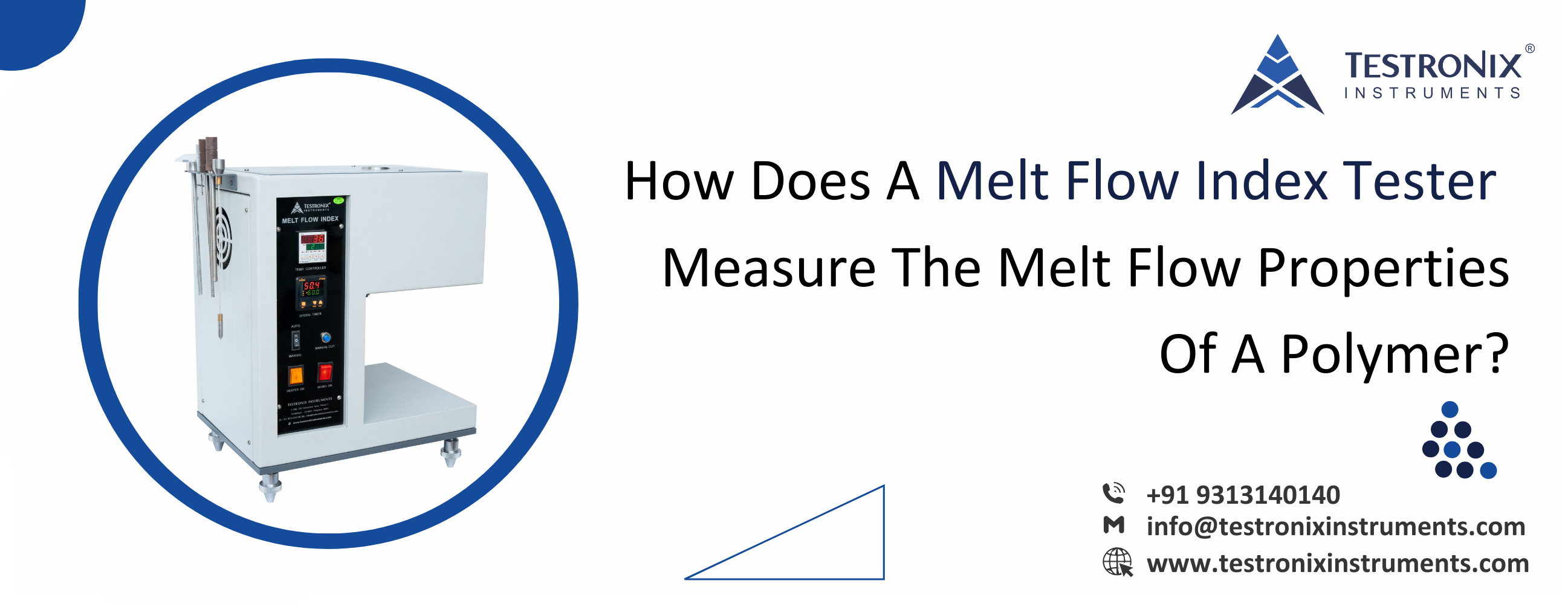 How does a melt flow index tester measure the melt flow properties of a polymer?
