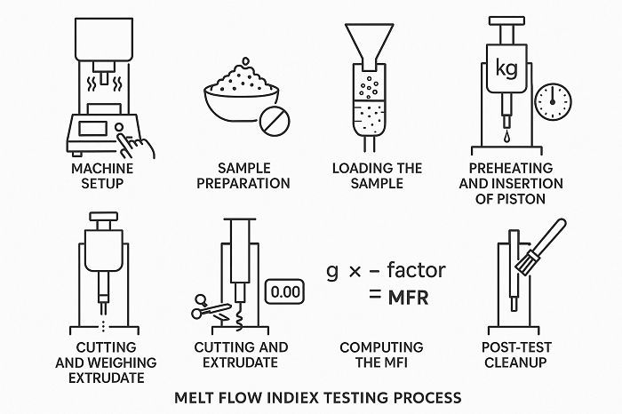 steps followed to measure the melt flow index